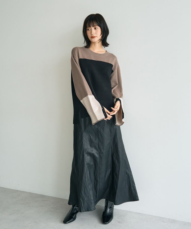 YECCA VECCA「釦デザイン配色ニット」|ニット・セーター|