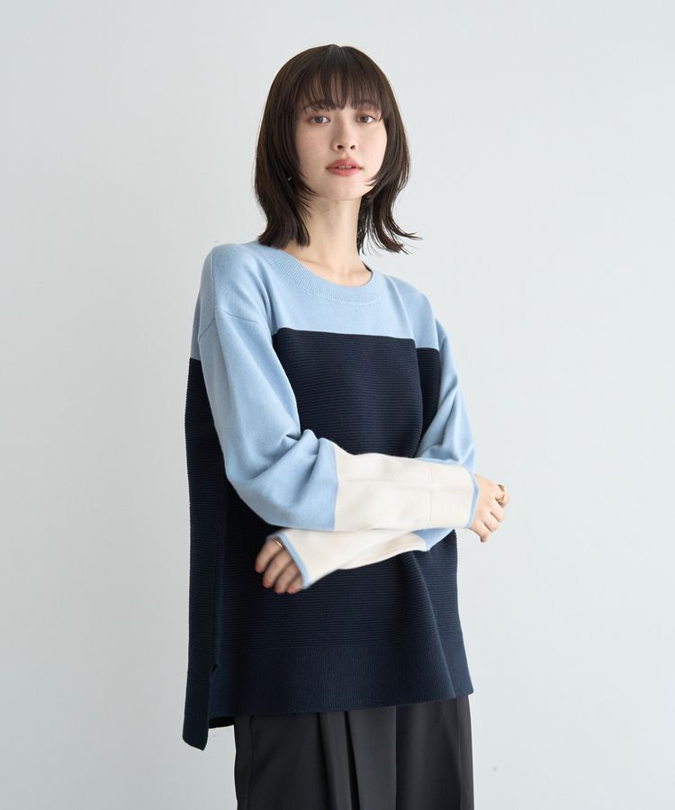 YECCA VECCA「釦デザイン配色ニット」|ニット・セーター|