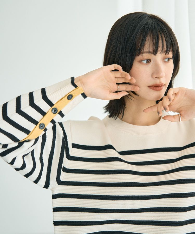 YECCA VECCA「釦デザイン配色ニット」|ニット・セーター|