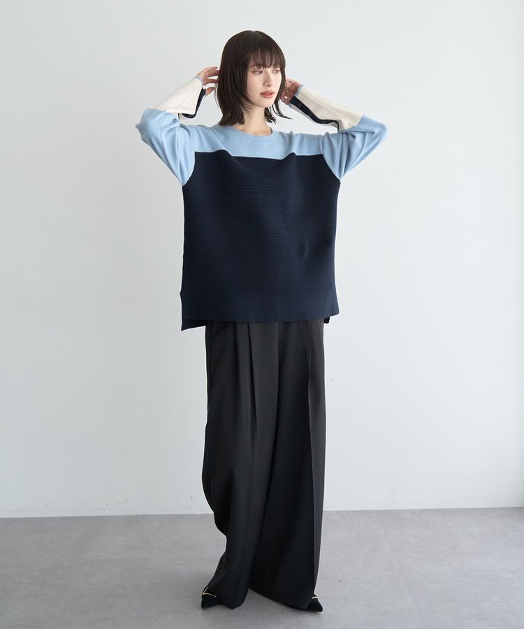 YECCA VECCA「釦デザイン配色ニット」|ニット・セーター|