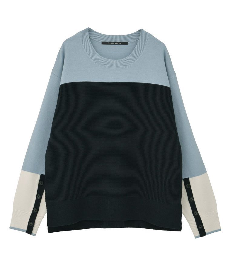 YECCA VECCA「釦デザイン配色ニット」|ニット・セーター|