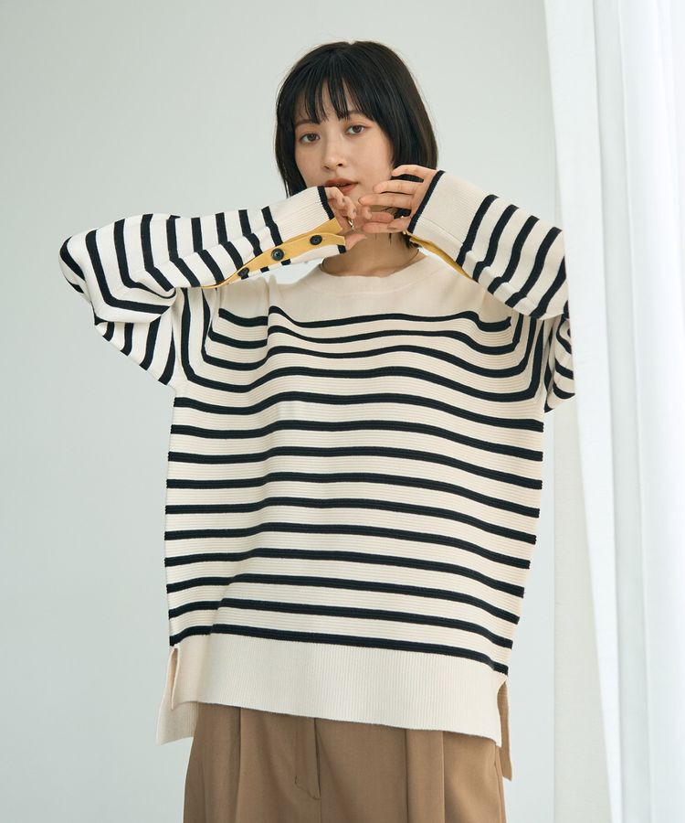 YECCA VECCA「釦デザイン配色ニット」|ニット・セーター|Border