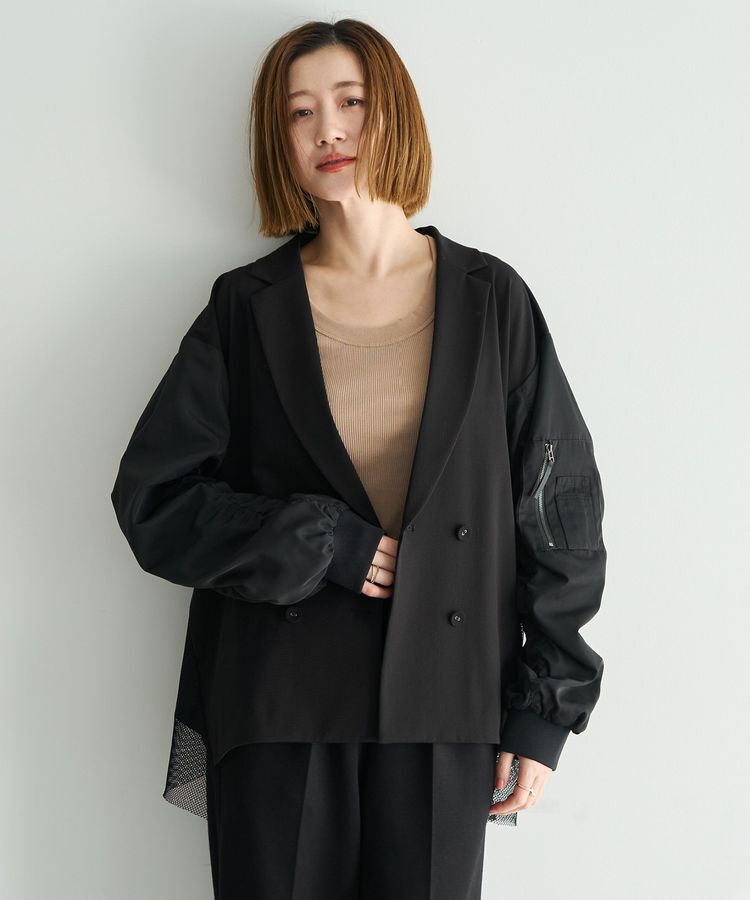 Editt by YECCA VECCA「異素材MIXテーラードジャケット」|テーラードジャケット|Black