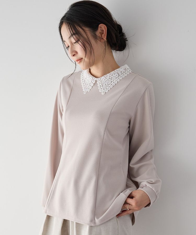 YECCA VECCA「2wayレース襟ブラウス」|シャツ・ブラウス|Gray Beige