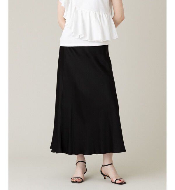 LOULOU WILLOUGHBY「【LOULOU WILLOUGHBY】サテンバイヤスナロースカート」|スカート|ブラック