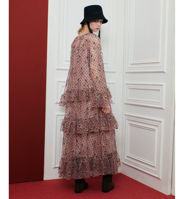 LOULOU WILLOUGHBY「【LOULOU WILLOUGHBY】フロッキードットレースワンピース」|ワンピース|