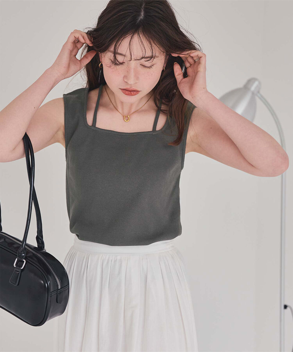 titivate「前後2wayデザインリブタンクトップ」|タンクトップ|チャコール