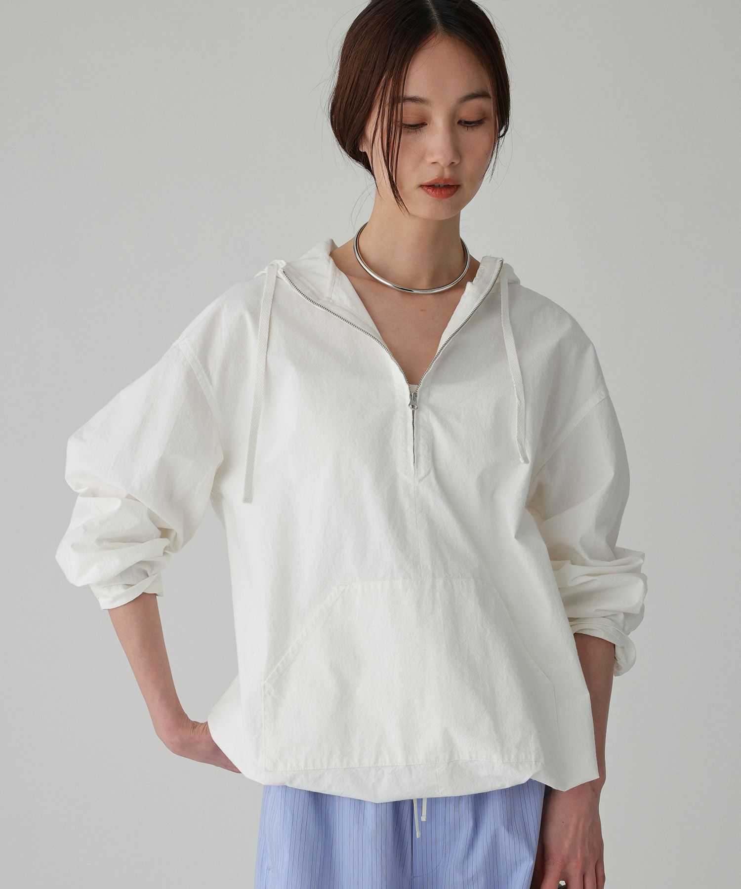 BABYLONE「フード付きシャツプルオーバー」|シャツ・ブラウス|ﾎﾜｲﾄ