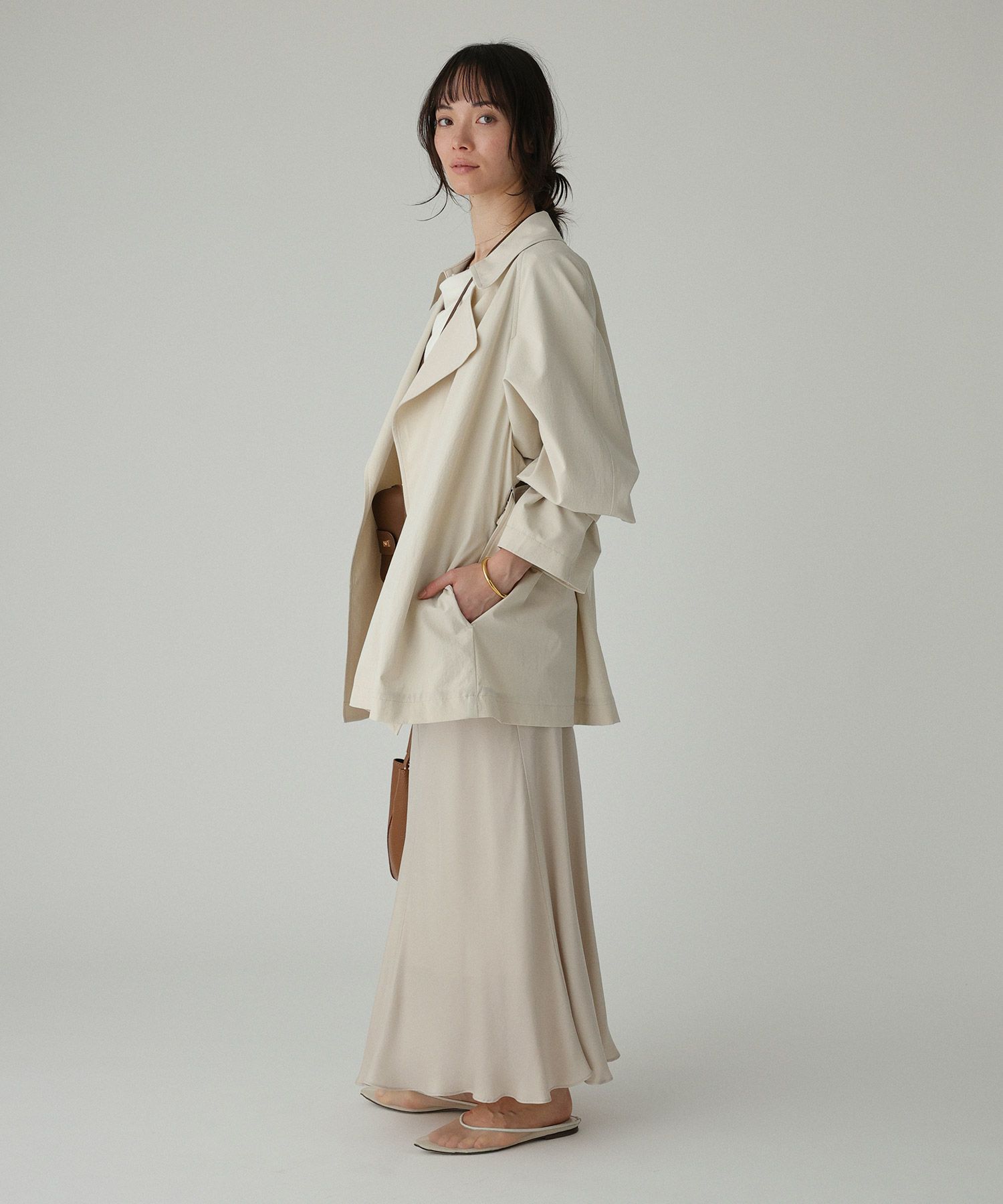 BABYLONE「【多機能素材】タイプライターショートトレンチ」|トレンチコート|