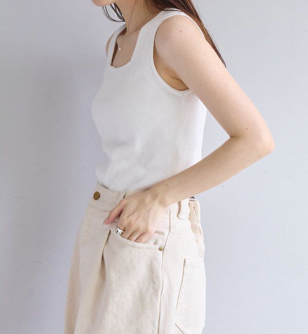  「【リバイバル/Du noir】リネンタッチスクエアタンク」|タンクトップ|