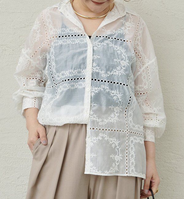  「パッチワーク刺繍レースブラウス」|シャツ・ブラウス|