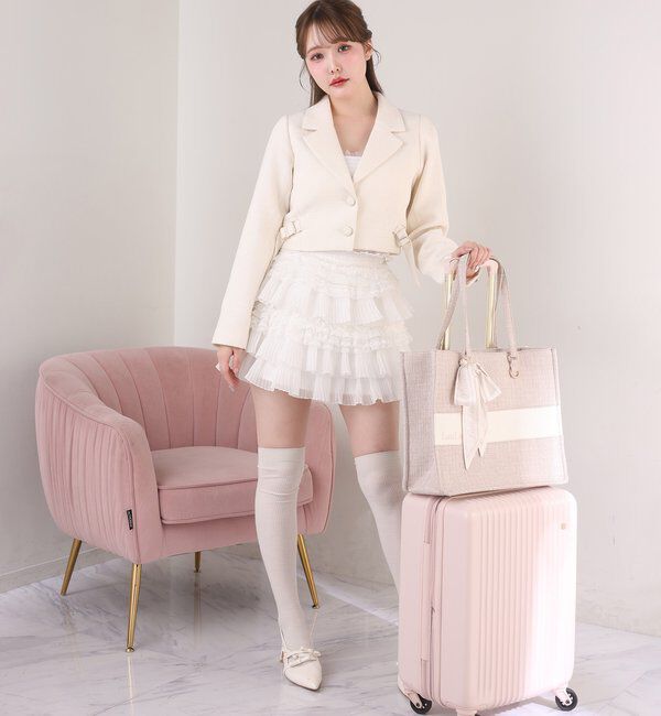  「【LouLoumei】スカーフ付きツイードキャリーオントート／自立可能／推し活」|ショルダー・メッセンジャー|