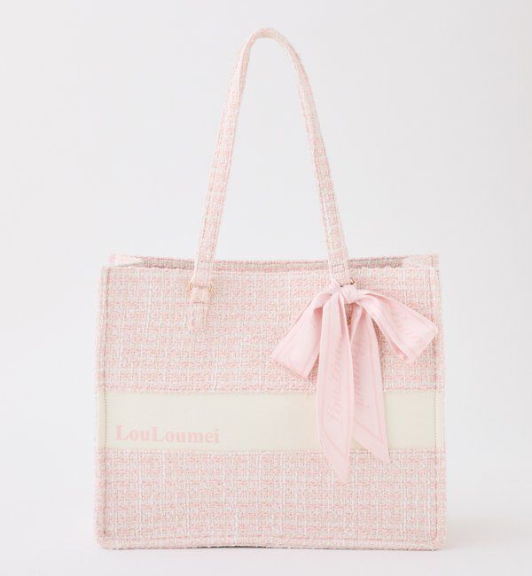  「【LouLoumei】スカーフ付きツイードキャリーオントート／自立可能／推し活」|ショルダー・メッセンジャー|