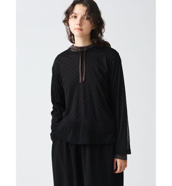 mizuiro ind「mizuiro ind メッシュドットクルーネックプルオーバー」|Tシャツ・カットソー|