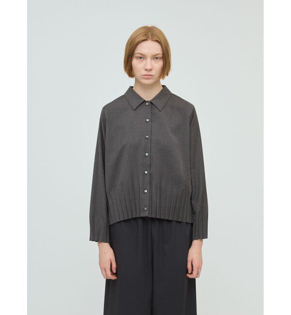 mizuiro ind「mizuiro ind プリーツヘムシャツ」|シャツ・ブラウス|グレー