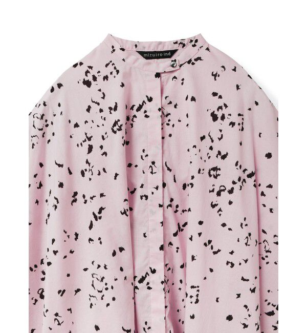mizuiro ind「mizuiro ind プリントスタンドカラーコクーンシャツ」|シャツ・ブラウス|