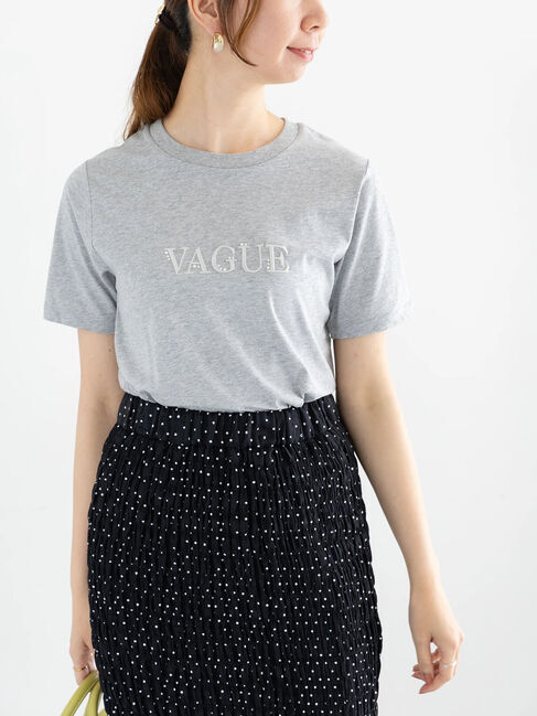 Te chichi「パール&刺繍ロゴスタンダードTシャツ」|Tシャツ・カットソー|グレー