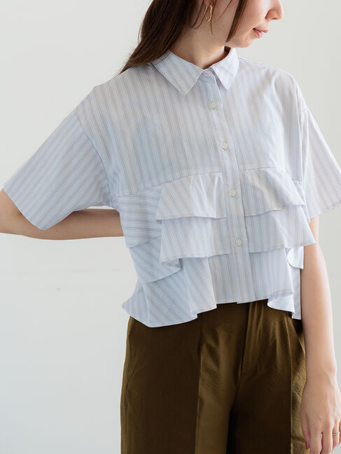 Te chichi「フリルクロップトハーフスリーブシャツ」|シャツ・ブラウス|グレー
