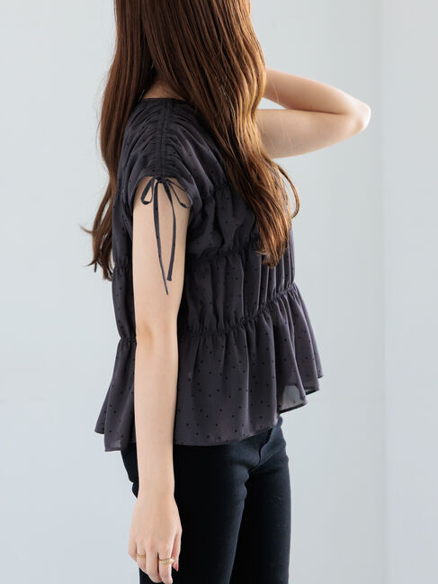 Te chichi「ドットシャーリングブラウス」|シャツ・ブラウス|チャコールグレー