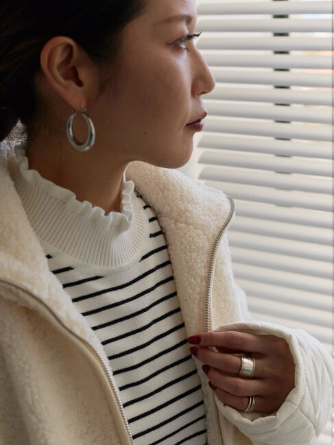 Samansa Mos2 blue「フリル衿ニットプルオーバー」|ニット・セーター|