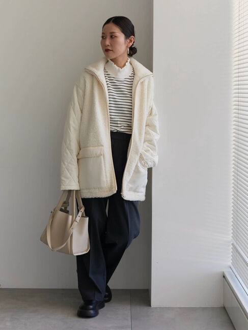 Samansa Mos2 blue「フリル衿ニットプルオーバー」|ニット・セーター|