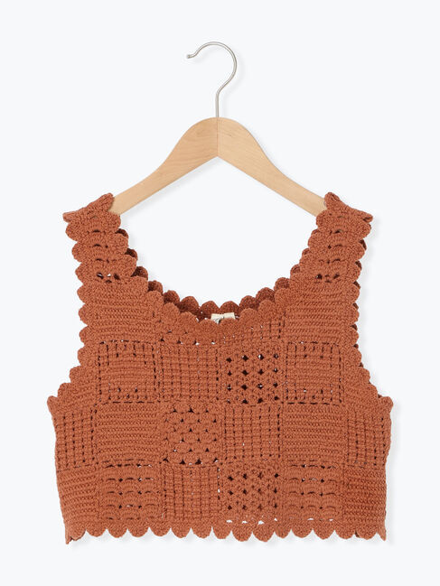 Samansa Mos2 Lagom「クロシェ風ニットベスト」|ダウンベスト・ベスト|ブラウン