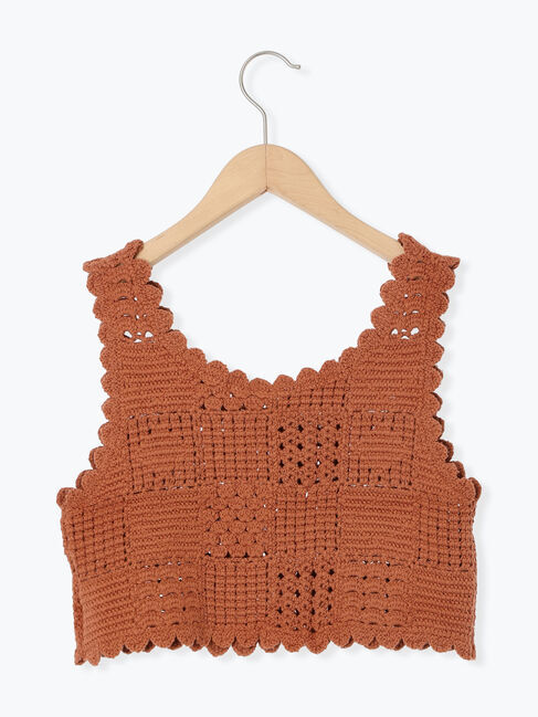 Samansa Mos2 Lagom「クロシェ風ニットベスト」|ダウンベスト・ベスト|