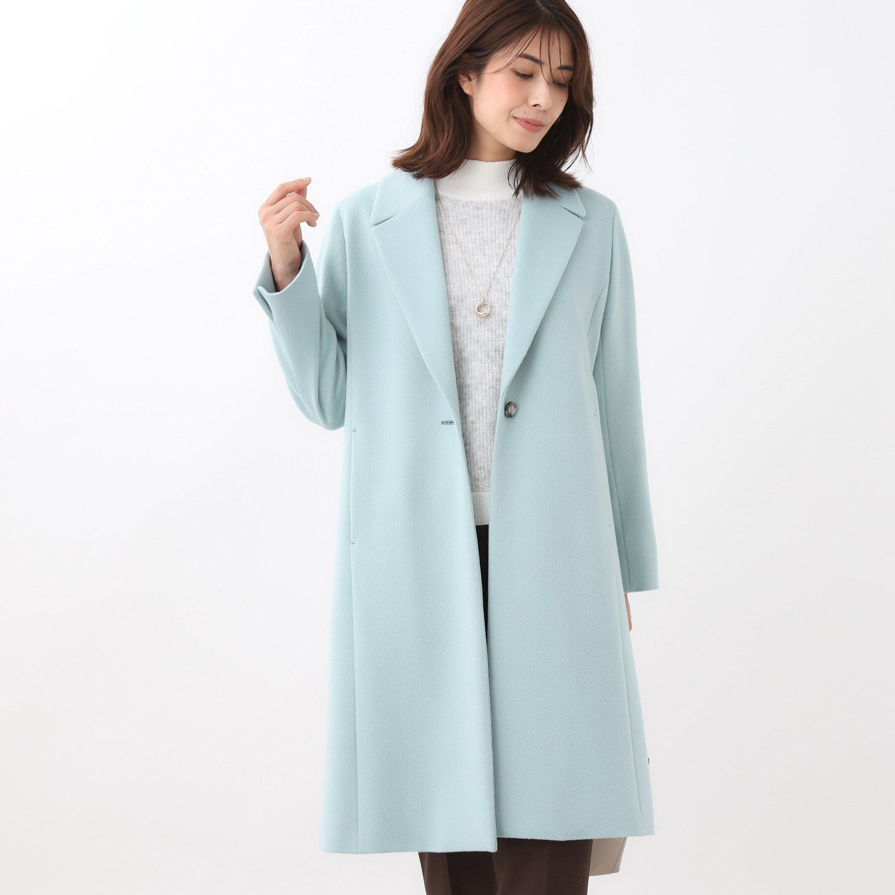 Reflect「【選べる6色】テーラードカラーロングウール混コート」|チェスターコート|