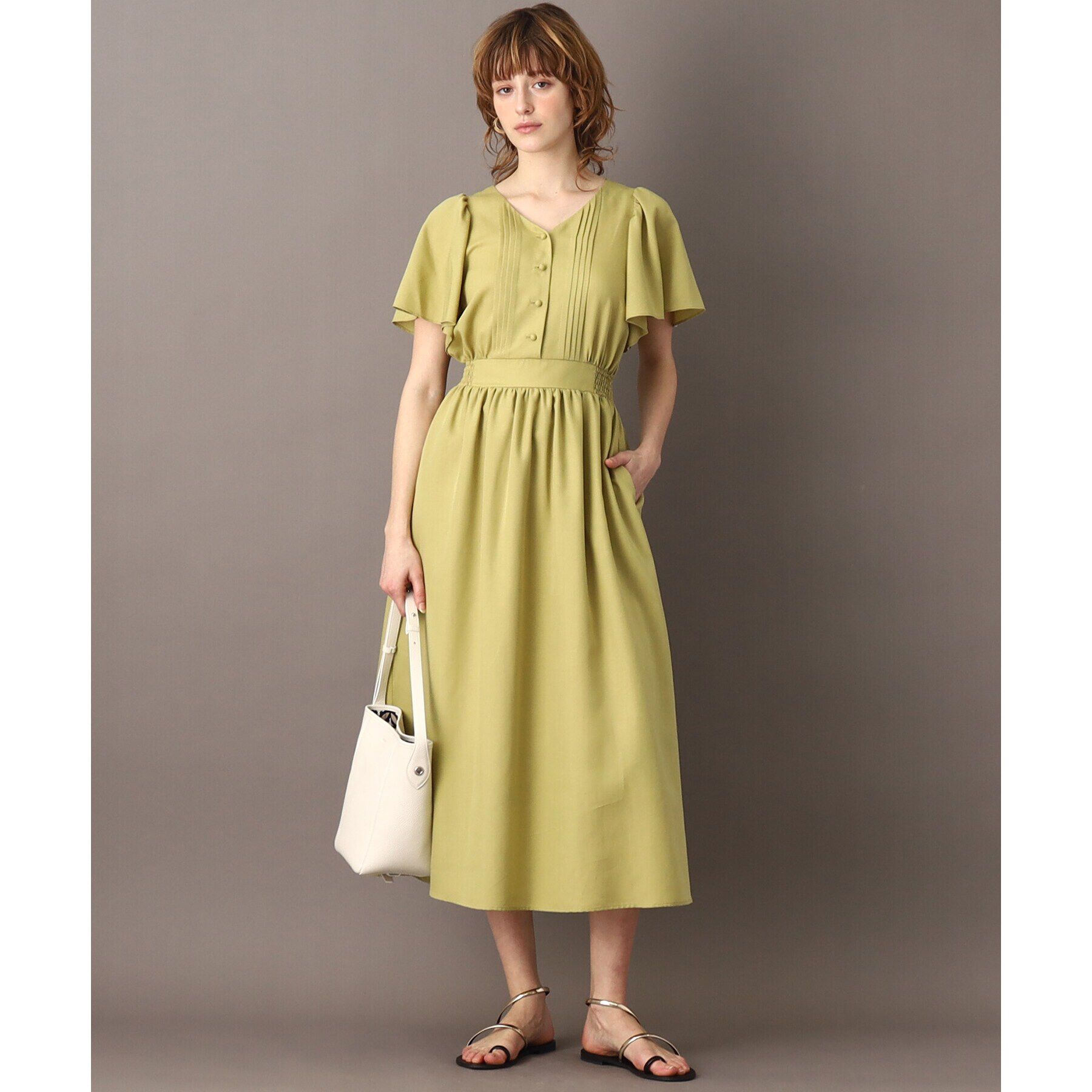 DRESSTERIOR「【袖コンシャス/洗える/ウエストゴム】フレアスリーブウエストシャーリングワンピース」|ワンピース|