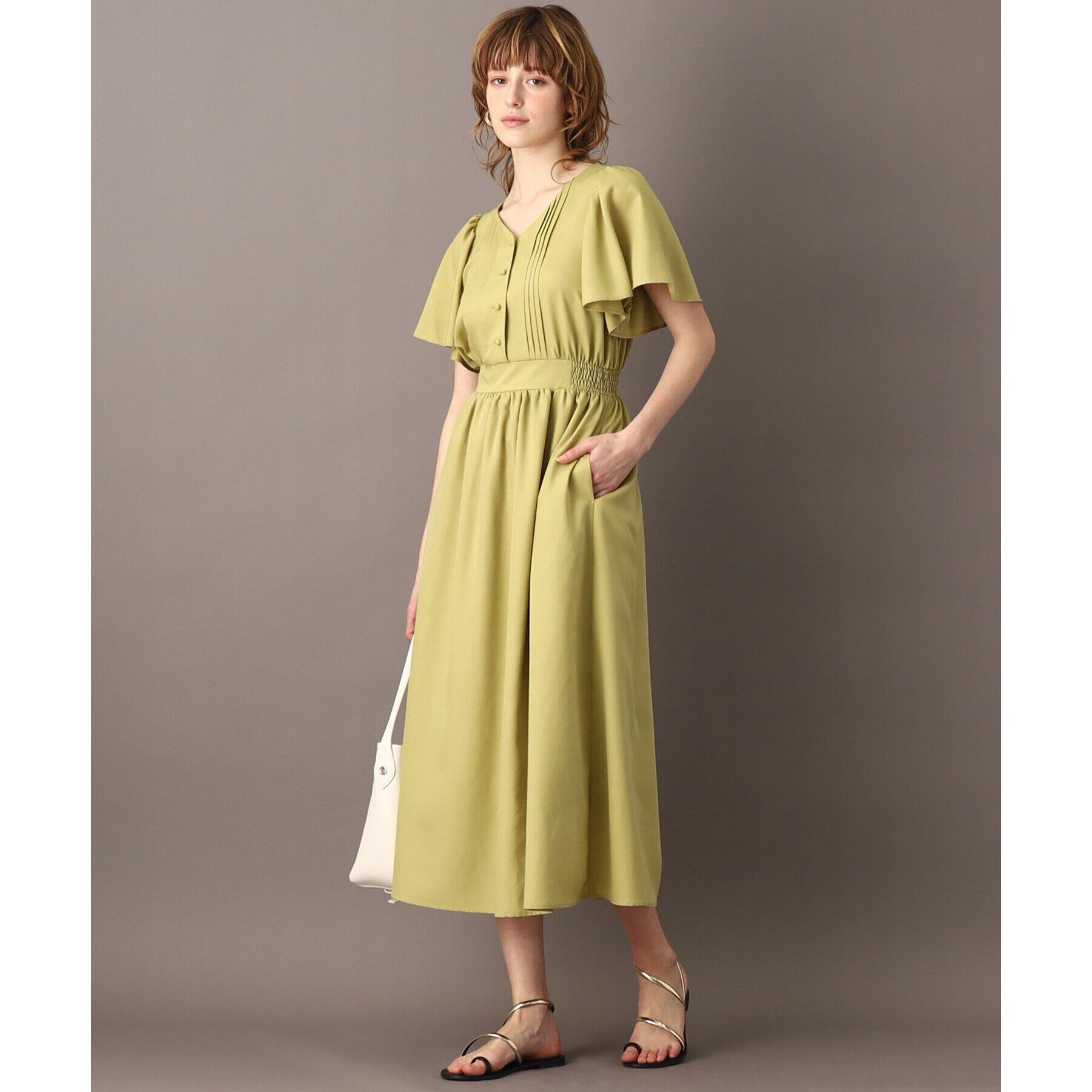 DRESSTERIOR「【袖コンシャス/洗える/ウエストゴム】フレアスリーブウエストシャーリングワンピース」|ワンピース|