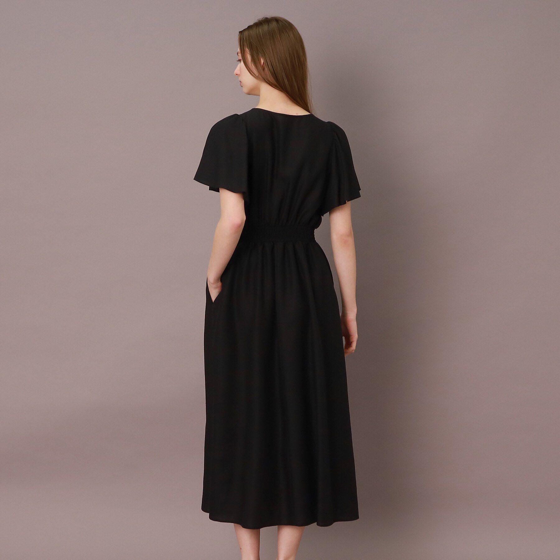 DRESSTERIOR「【袖コンシャス/洗える/ウエストゴム】フレアスリーブウエストシャーリングワンピース」|ワンピース|