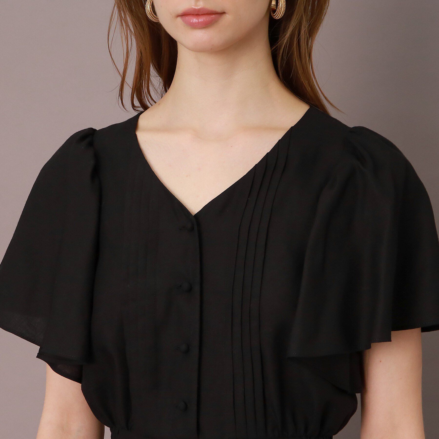 DRESSTERIOR「【袖コンシャス/洗える/ウエストゴム】フレアスリーブウエストシャーリングワンピース」|ワンピース|