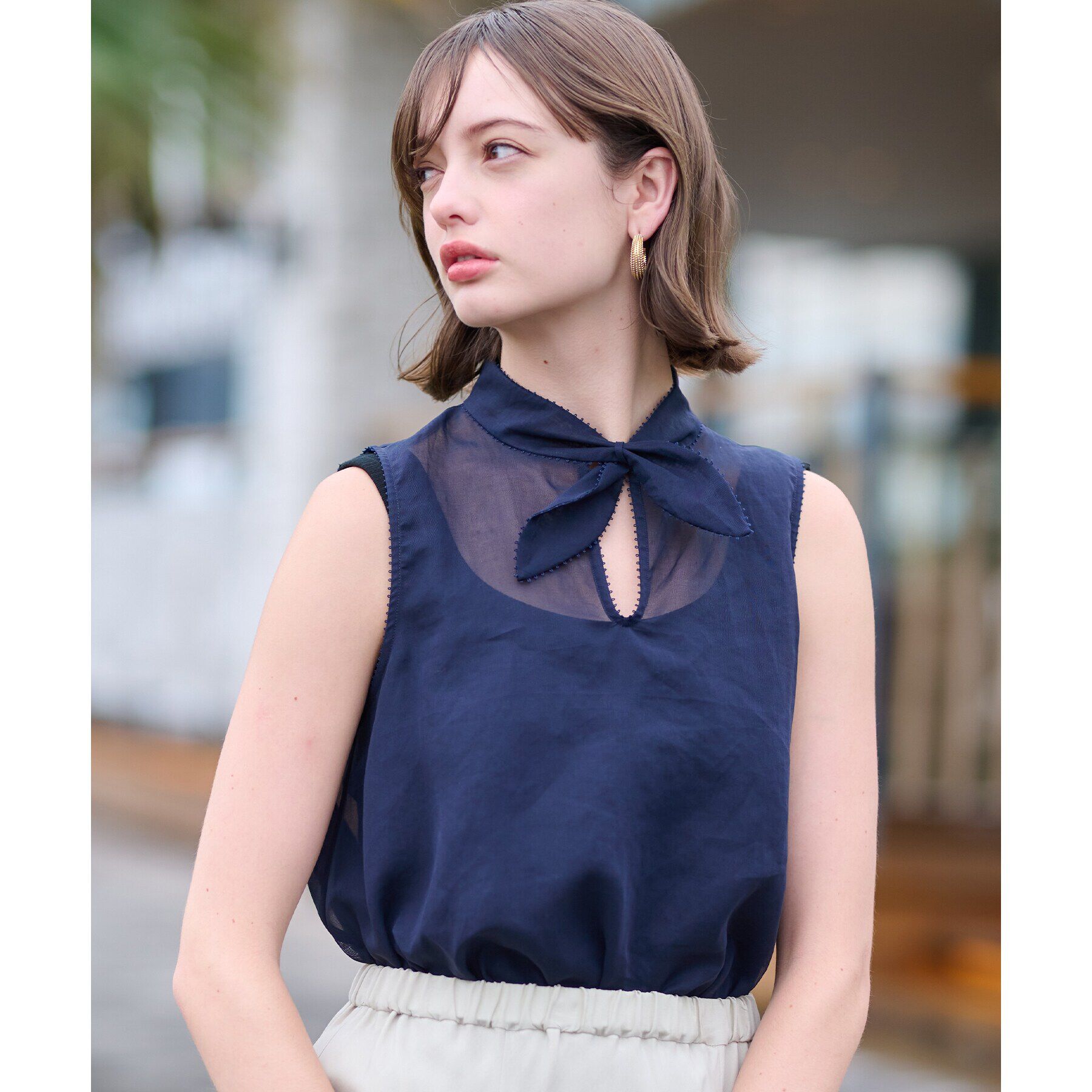 DRESSTERIOR「シアーリボンアーカイブブラウス」|シャツ・ブラウス|