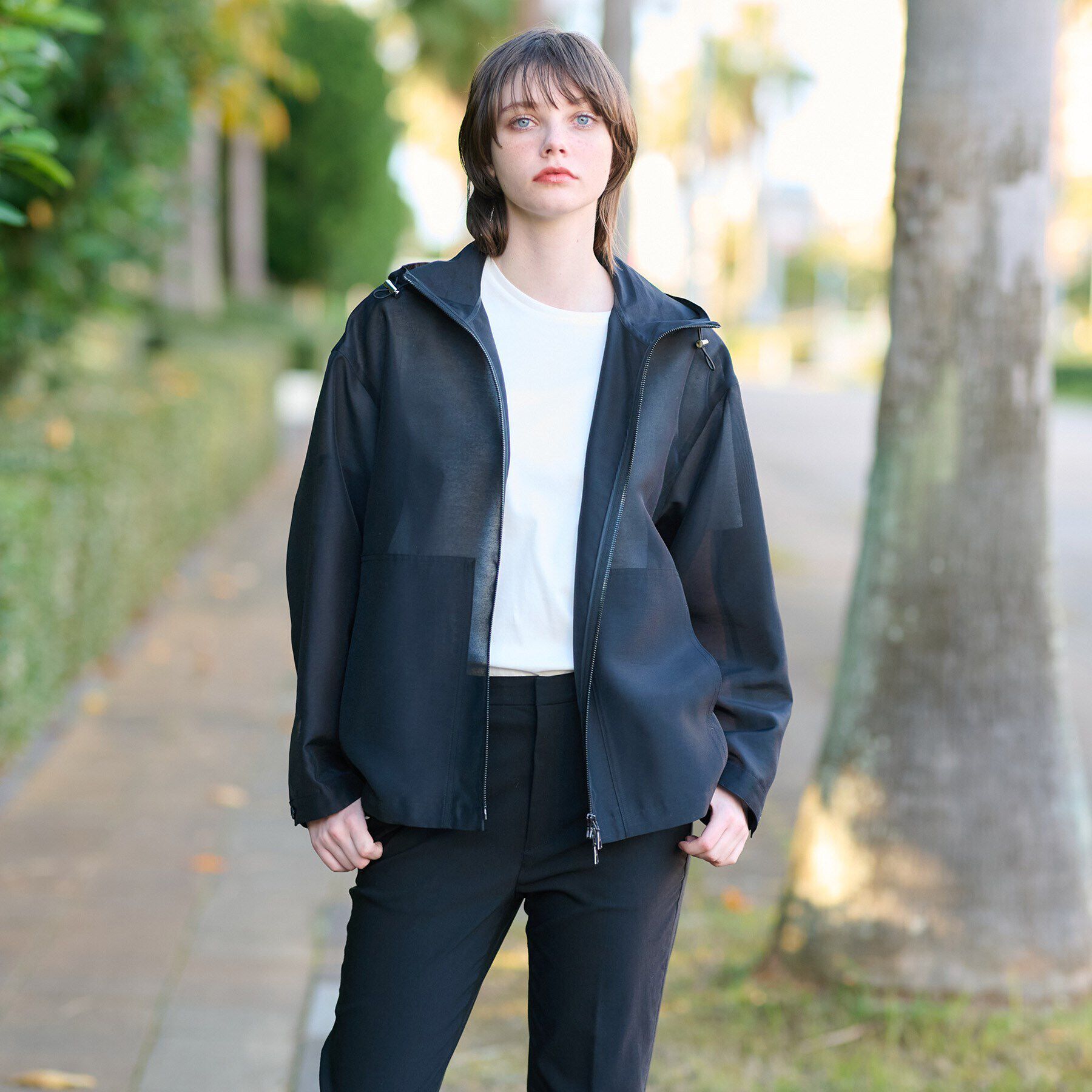 DRESSTERIOR「【洗える】シアーフーデッドパーカ」|ブルゾン・スタジャン|