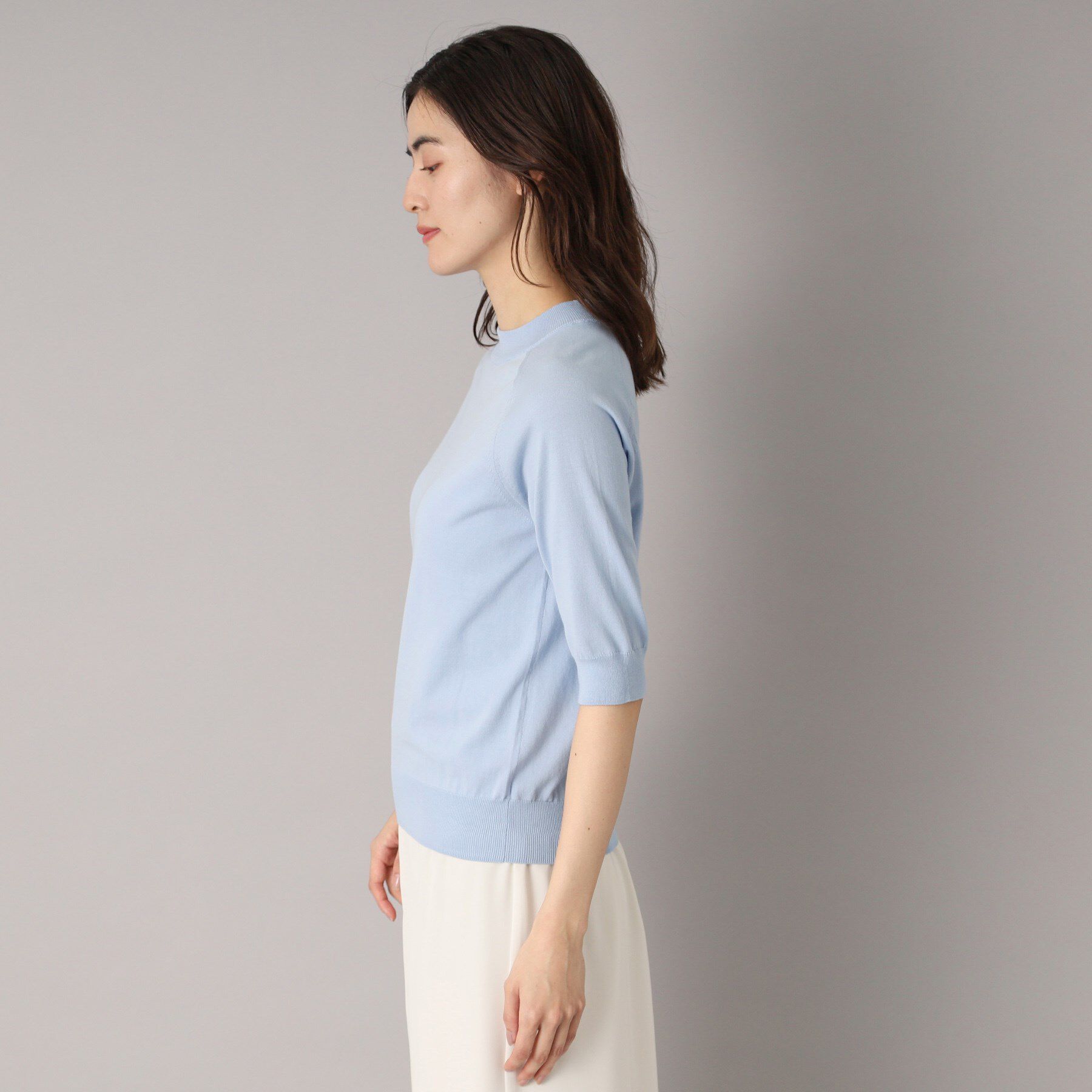 DRESSTERIOR「【定番/洗える】コットンシルク混ハーフスリーブ」|ニット・セーター|