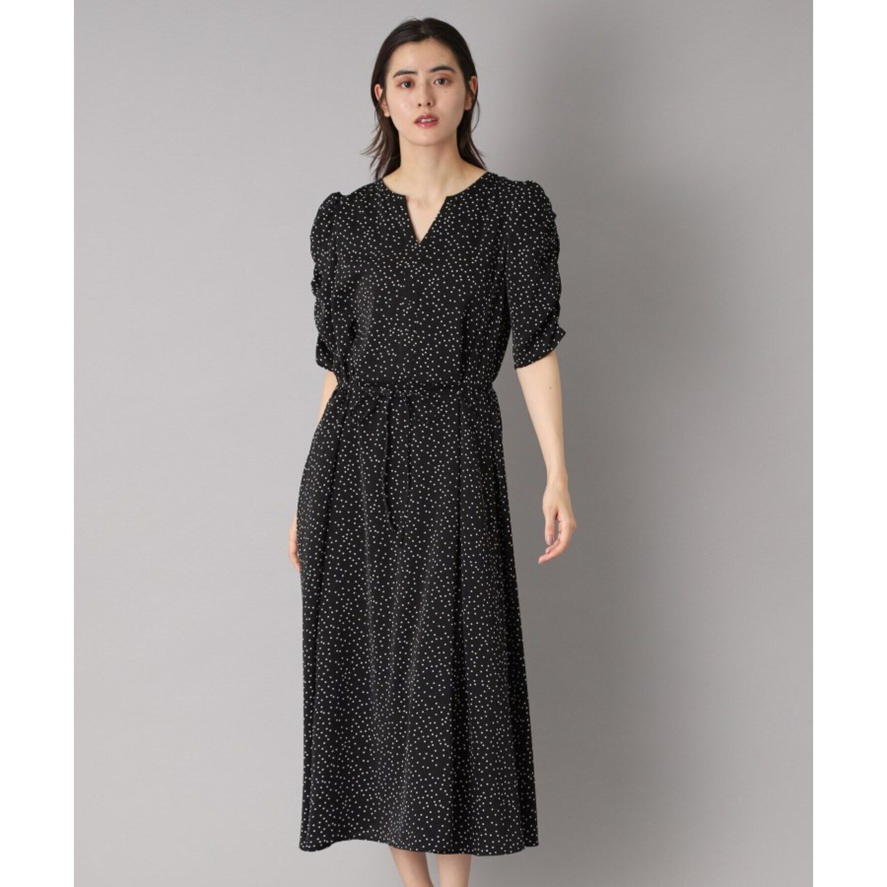 DRESSTERIOR「【ポケット付き/ドット柄】ドットハーフスリーブワンピース」|ワンピース|