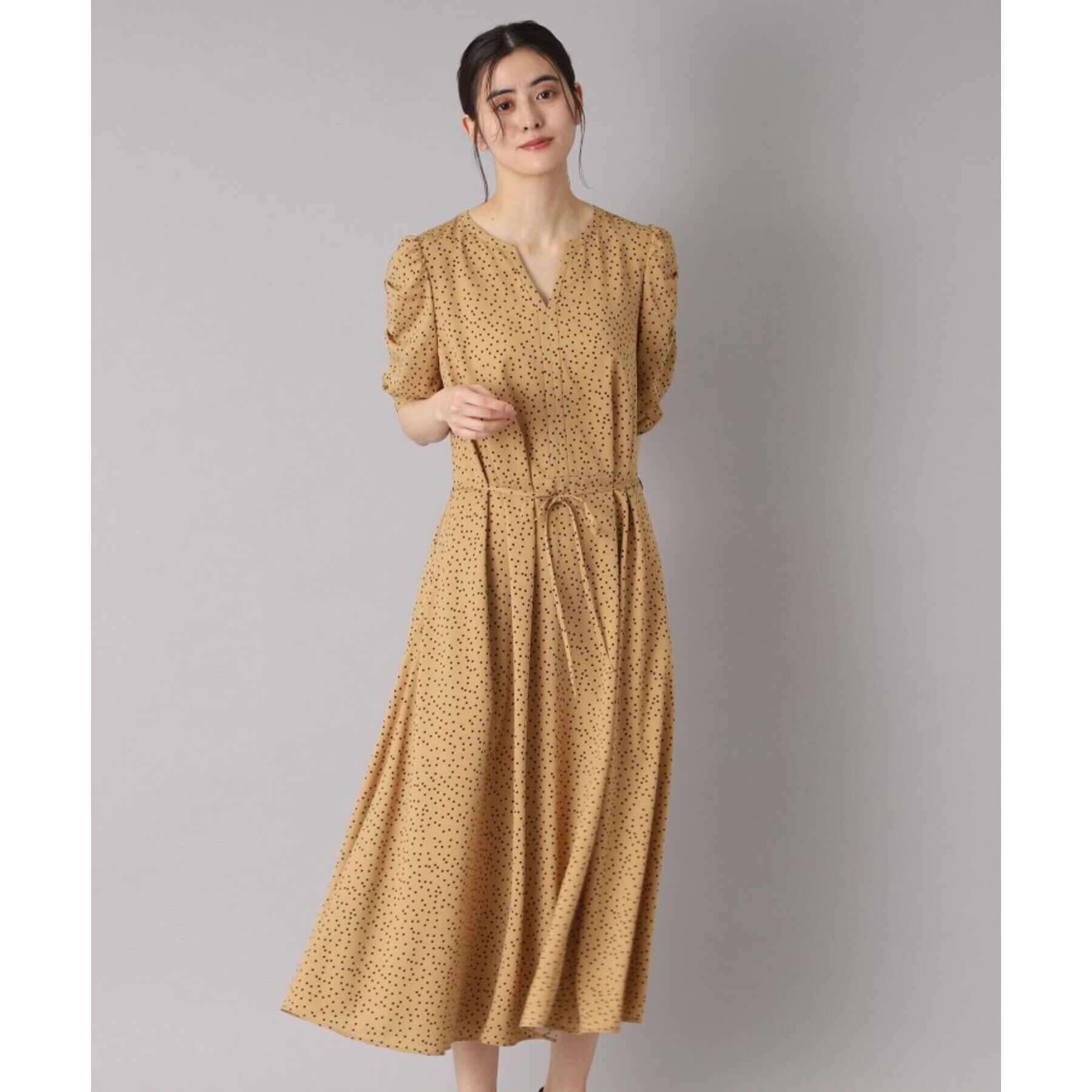 DRESSTERIOR「【ポケット付き/ドット柄】ドットハーフスリーブワンピース」|ワンピース|