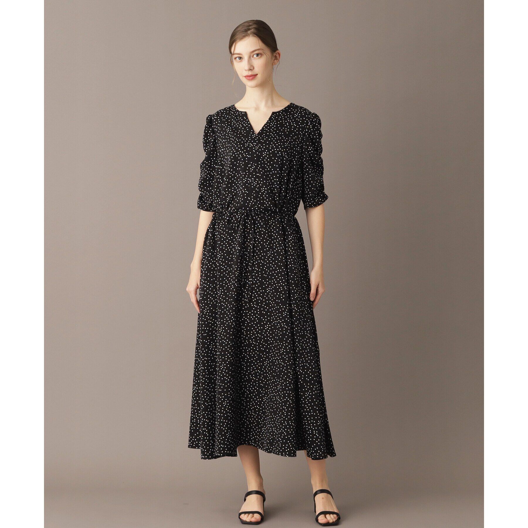 DRESSTERIOR「【ポケット付き/ドット柄】ドットハーフスリーブワンピース」|ワンピース|