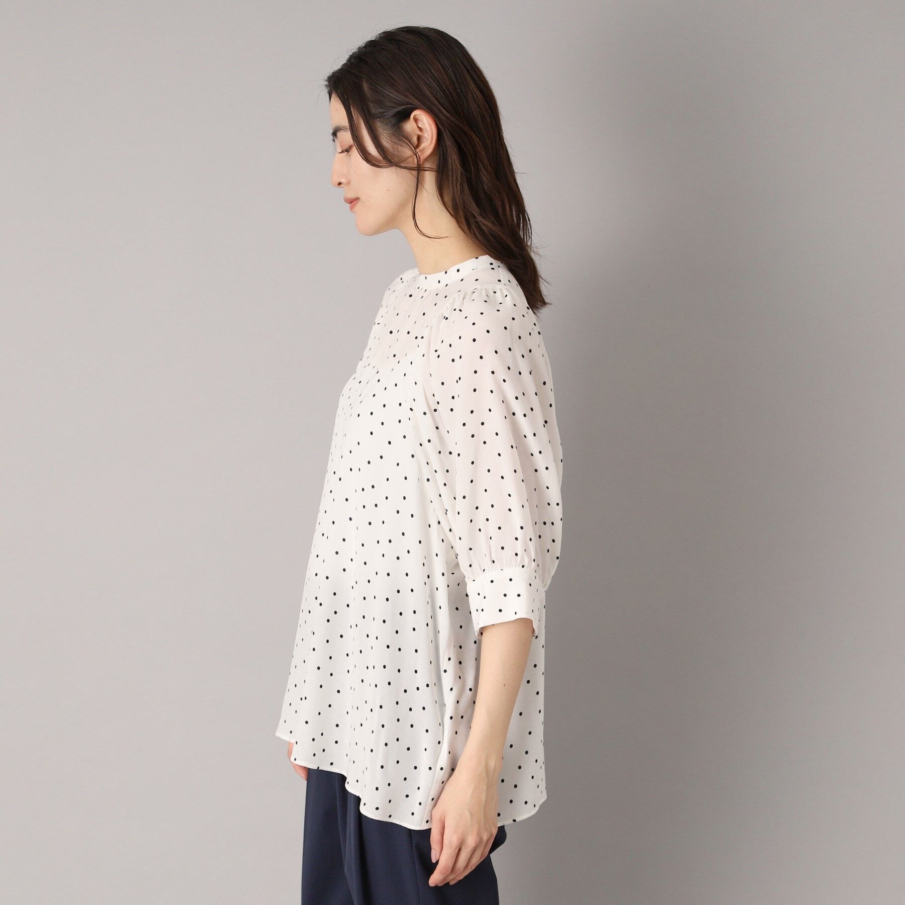 DRESSTERIOR「【洗える/日本製】ドットPTボリュームスリーブブラウス」|シャツ・ブラウス|