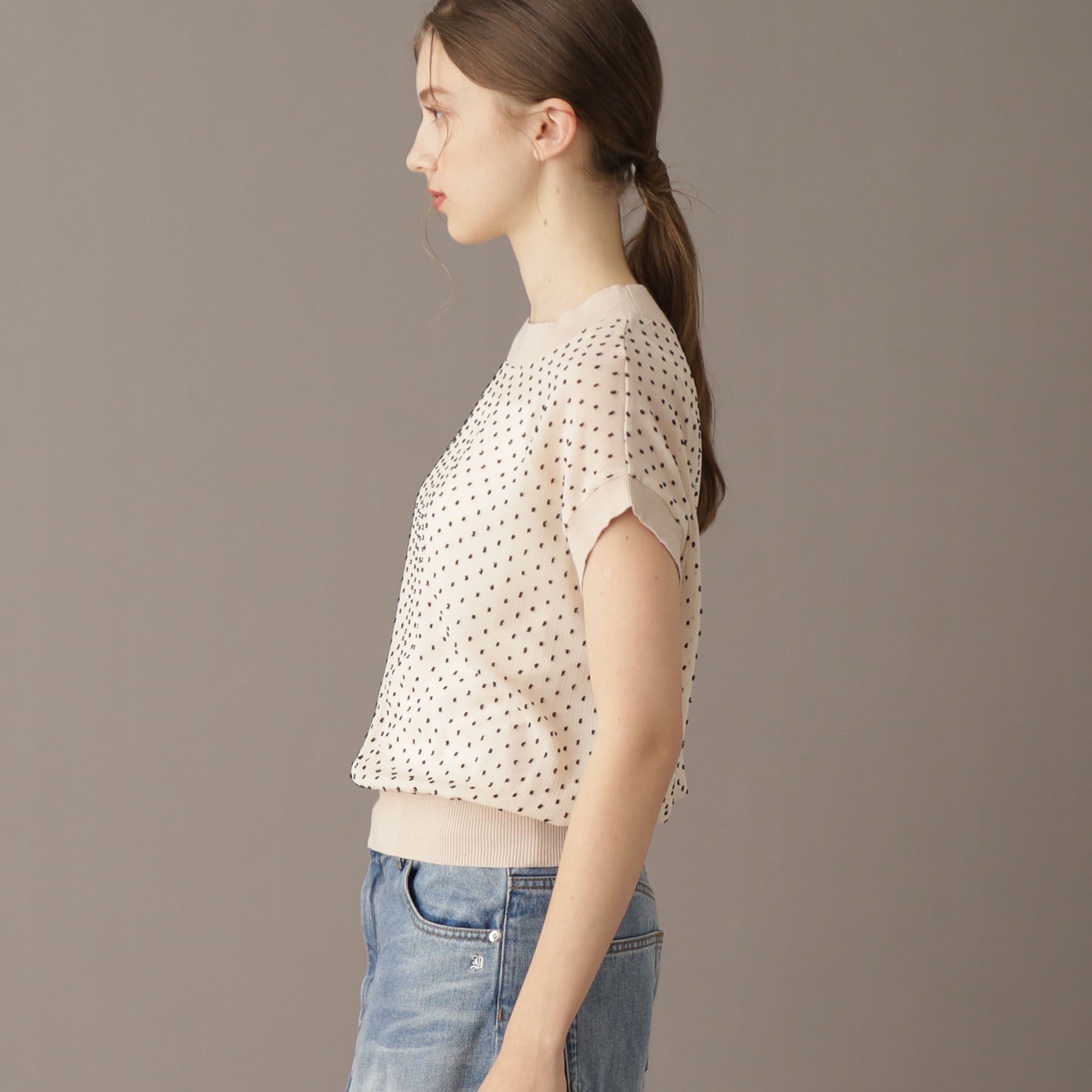 DRESSTERIOR「【シアーシャツ/清涼感】ドットジャカードプルオーバーブラウス」|シャツ・ブラウス|