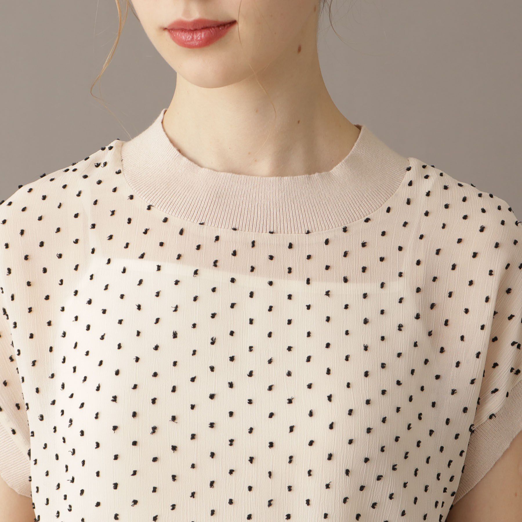 DRESSTERIOR「【シアーシャツ/清涼感】ドットジャカードプルオーバーブラウス」|シャツ・ブラウス|