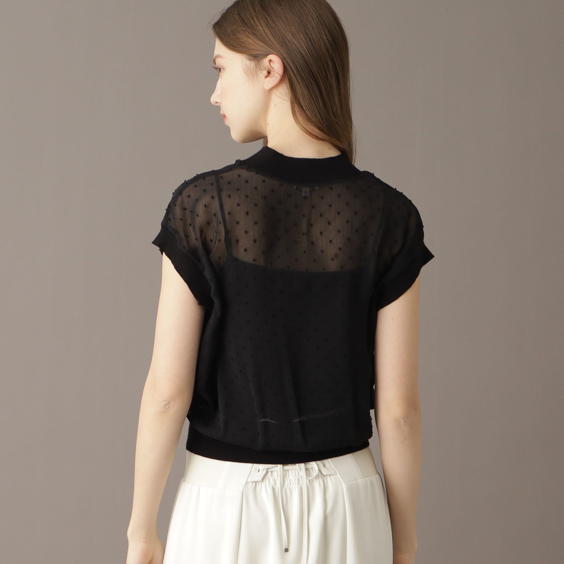 DRESSTERIOR「【シアーシャツ/清涼感】ドットジャカードプルオーバーブラウス」|シャツ・ブラウス|