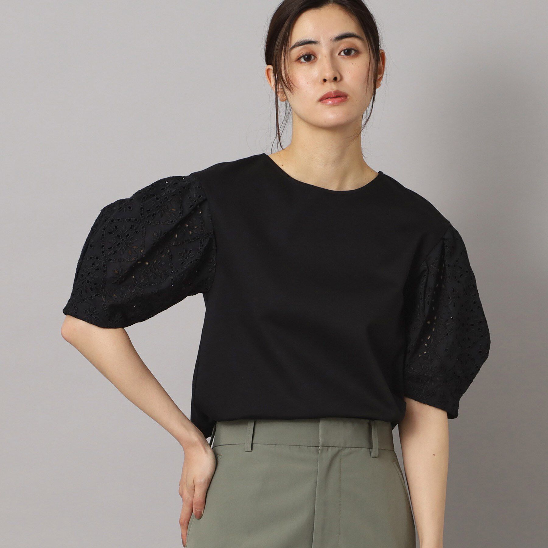 DRESSTERIOR「【接触冷感/UVカット】レーススリーブカットソー」|Tシャツ・カットソー|