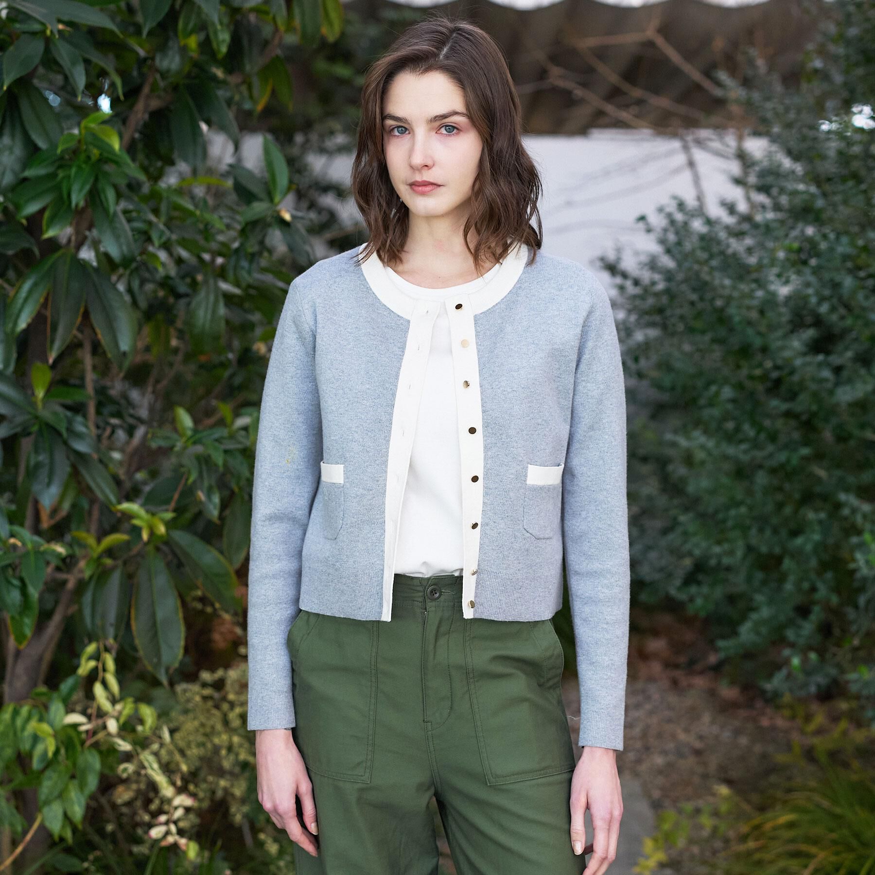 DRESSTERIOR「ウォッシャブルコットンカシミヤ配色カーディガン」|カーディガン|