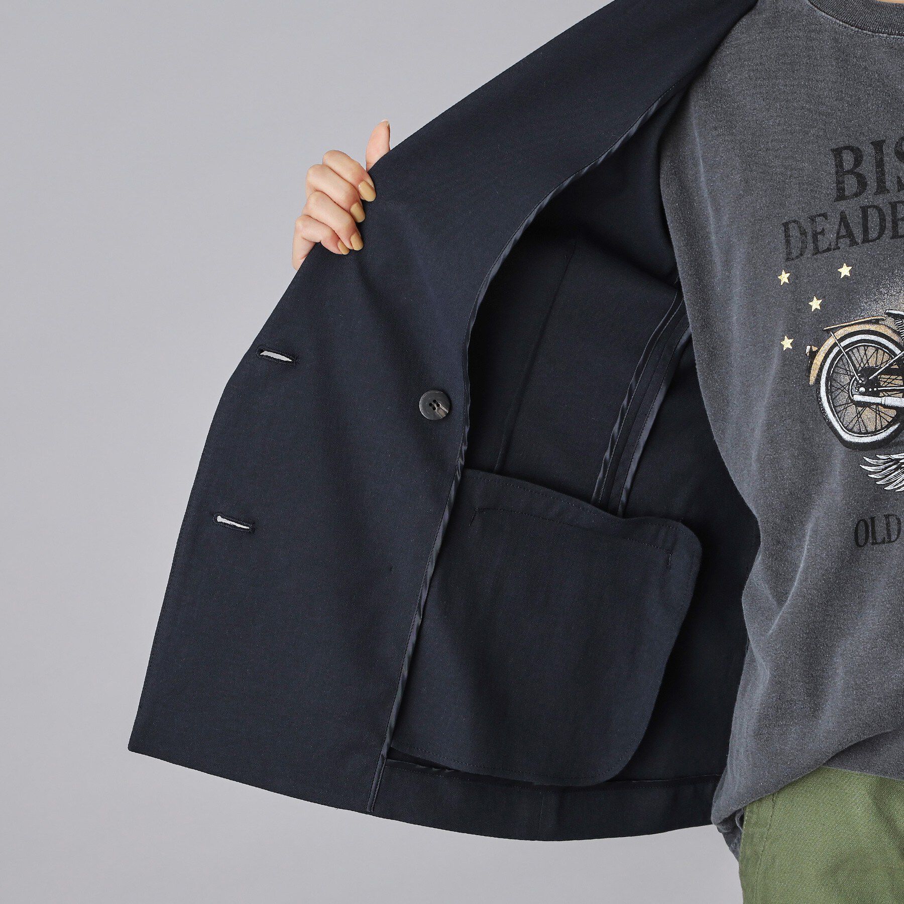 DRESSTERIOR「リネンブレンドオックスダブルジャケット」|テーラードジャケット|