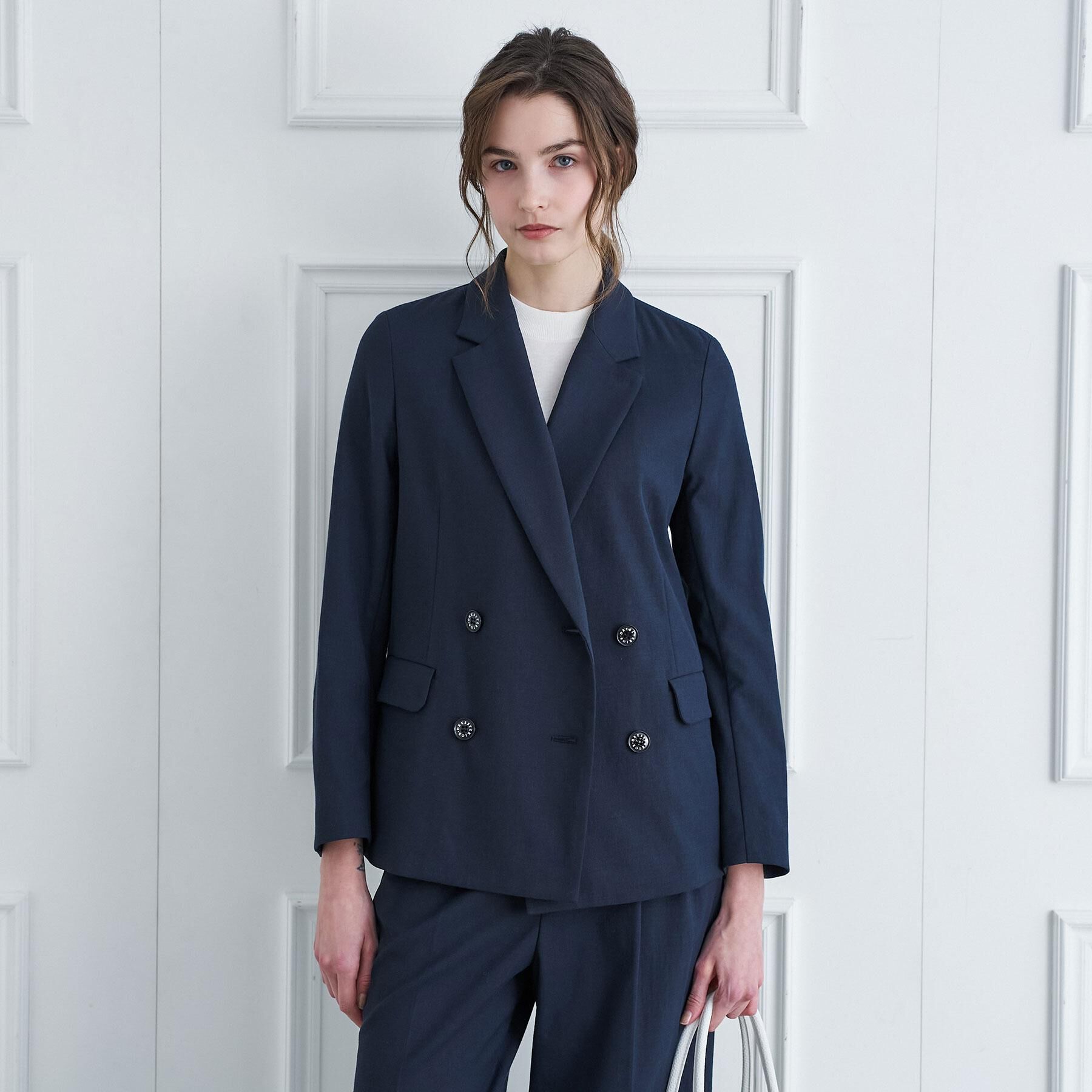 DRESSTERIOR「リネンブレンドオックスダブルジャケット」|テーラードジャケット|