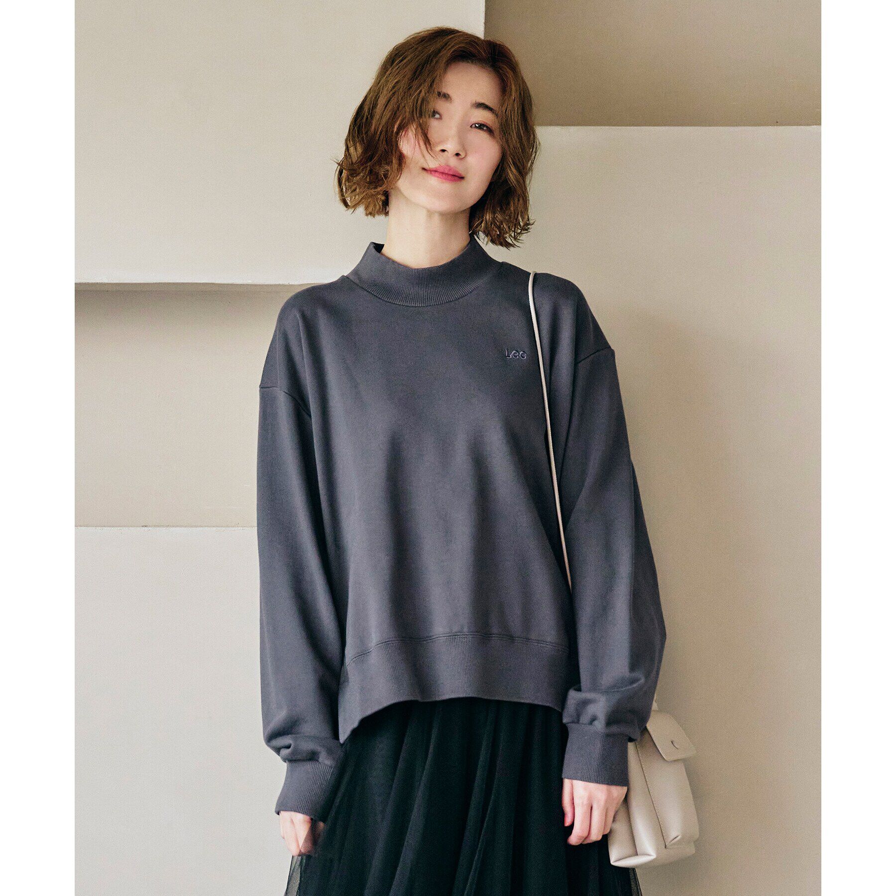 grove「Lee モックネックスウェット」|パーカー|チャコールグレー(0