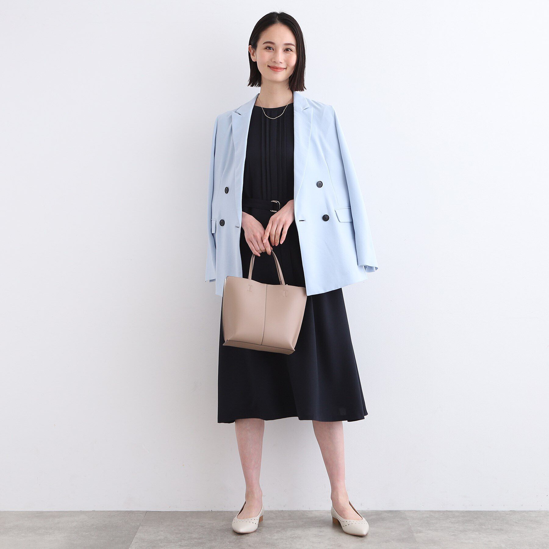 INDIVI「【洗える／UVケア／SETUP可能】ウール調フィット＆フレアワンピース」|ワンピース|