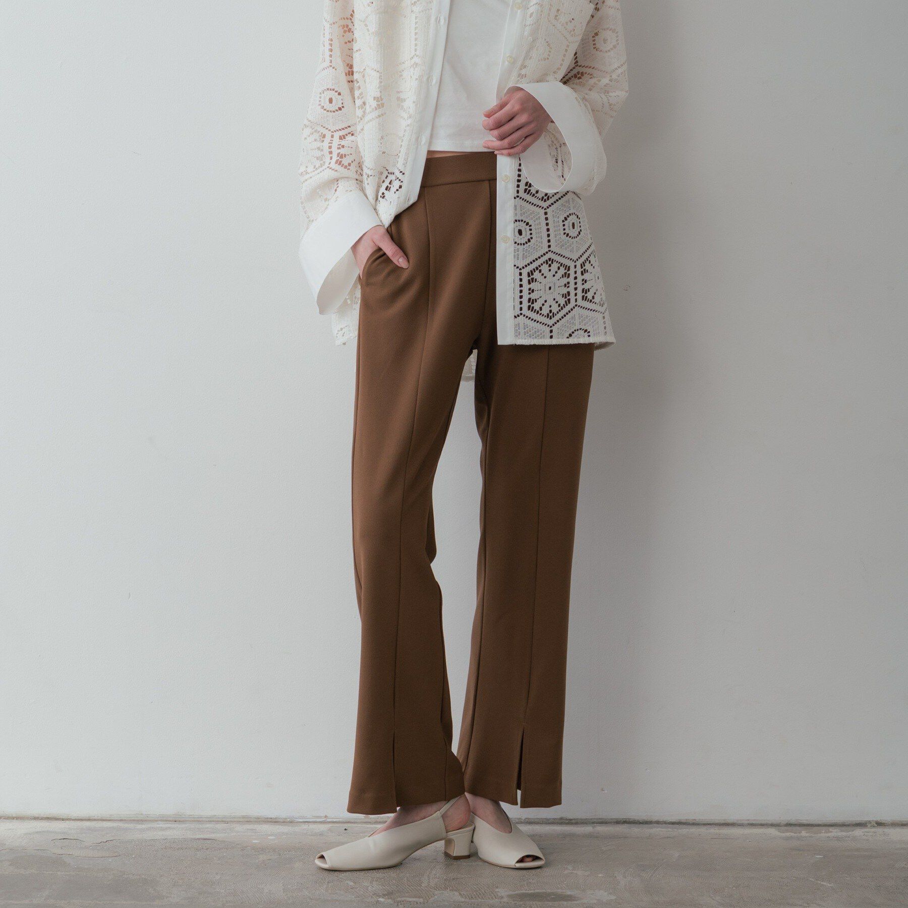 GALLEST「スリットフレアスキニーパンツ」|その他|ブラウン(044)