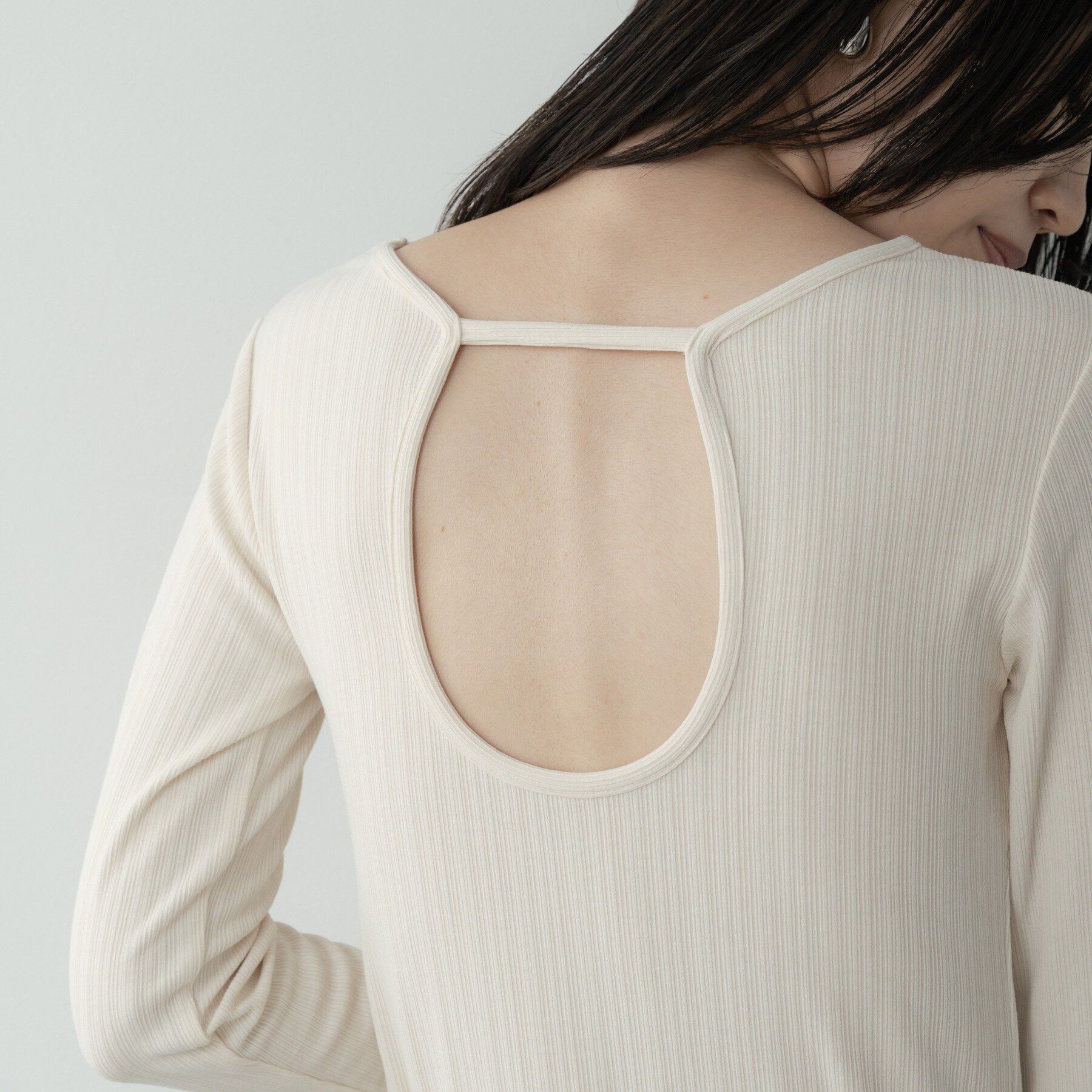 GALLEST「バックオープンリブ長袖Tシャツ」|Tシャツ・カットソー|